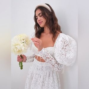 🎉 HP 🥳 💐 For Love and Lemons Frances Puff Sleeve Mini Dress 💐